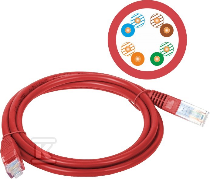 Patch-cord U/UTP cat.5e PVC 2.0m red - KKU5CZE2